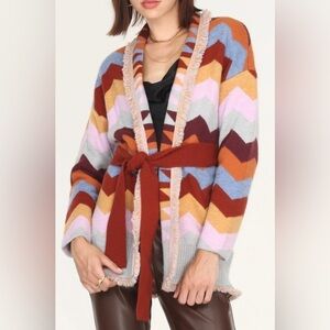 EUC  Greylin Jacquard Sweater Cardigan Size Small